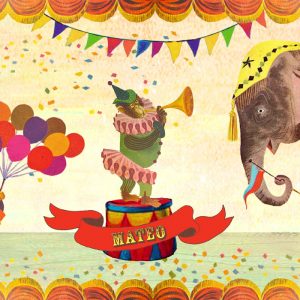 Geboortekaartje nostalgisch circus. Een vrolijk geboortekaartje waar het beste van vintage en retro samen komen.