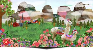 Lente geboortekaartje met bloemen en alpaca. Nostalgische en retro geboortekaartjes van Studio POPPY.