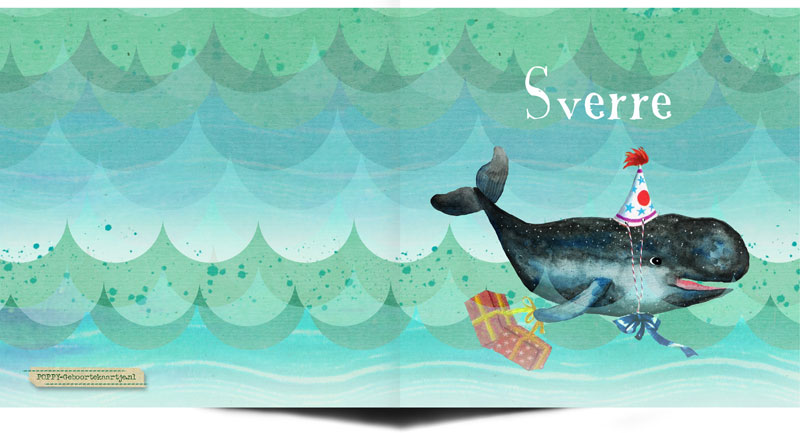 Geboortekaartje walvis met pakjes en feestmutsje. Geboortekaartjes van POPPY-Geboortekaartje voor al jouw retro, vintage en oud hollandse geboortekaartjes
