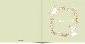 Fijne illustratie van konijn en botanische takjes maken dit geboortekaartje erg bijzonder. In warme ton sur ton kleuren en initialen van jullie kindje heb je iets bijzonders in handen. De achtergrondkleur is eenvoudig aan te passen. Met de ontwerptool kun je jouw mooie geboortekaartje ontwerpen zoals jij dat wil.